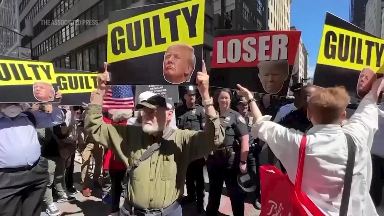 Trump faithful and detractors gather outside Trump Tower on day after verdict