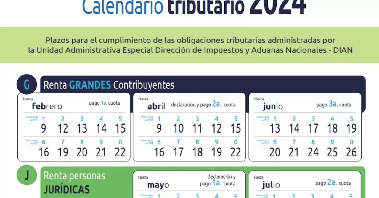 Calendario Tributario 2024 Descubra las fechas clave del calendario