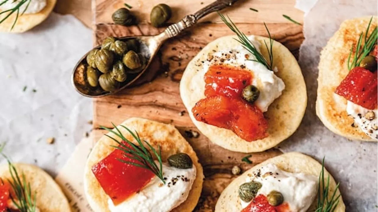 Mini Blinis with Smoked Tomato: A vegan version of a dish that's 'synonymous with celebrations'