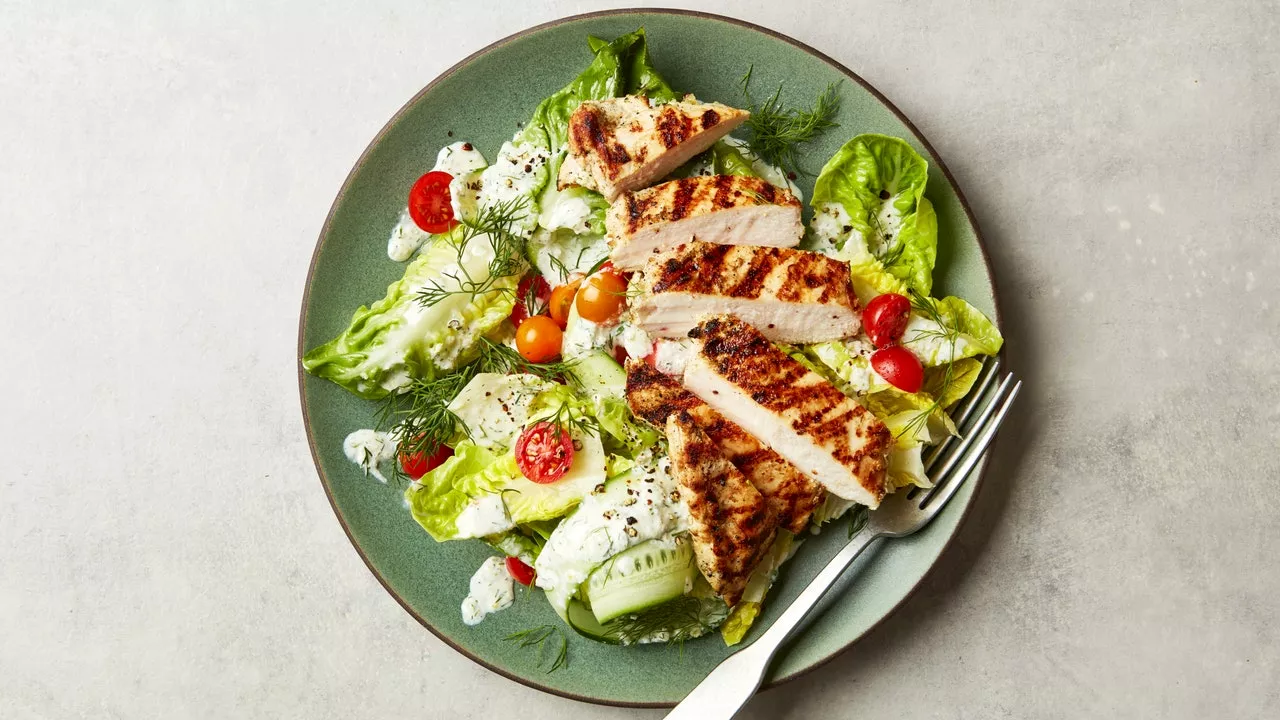 Grilled Chicken Salad With Creamy Any-Pickle Dressing