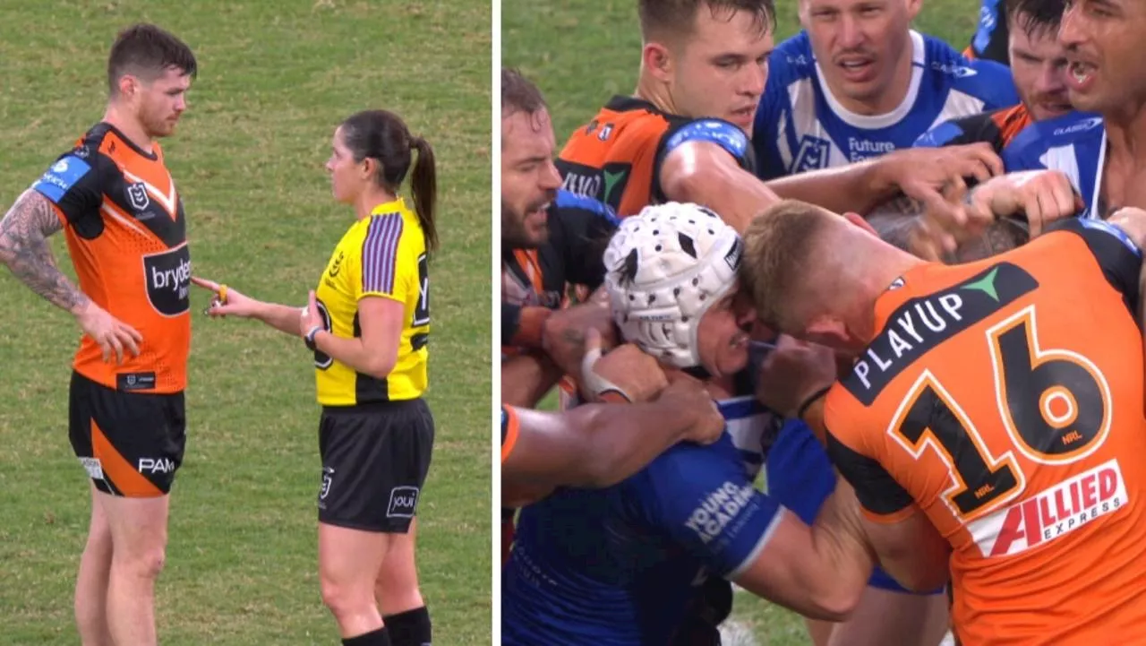 ‘Absolutely livid’: TWO sin bins spark ‘hostile’ scenes in fiery Dogs-Tigers thriller