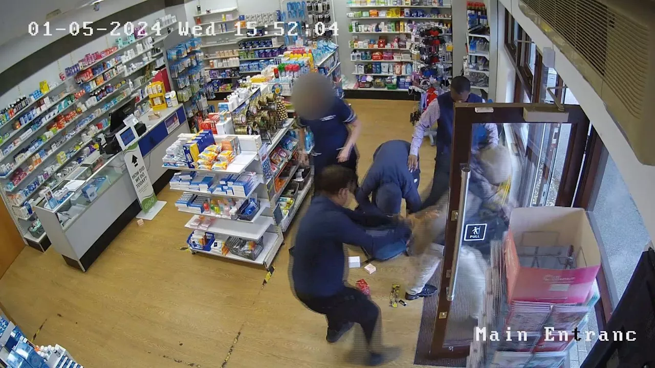 CCTV footage shows attempted raid at Hampshire pharmacy as staff try to intervene