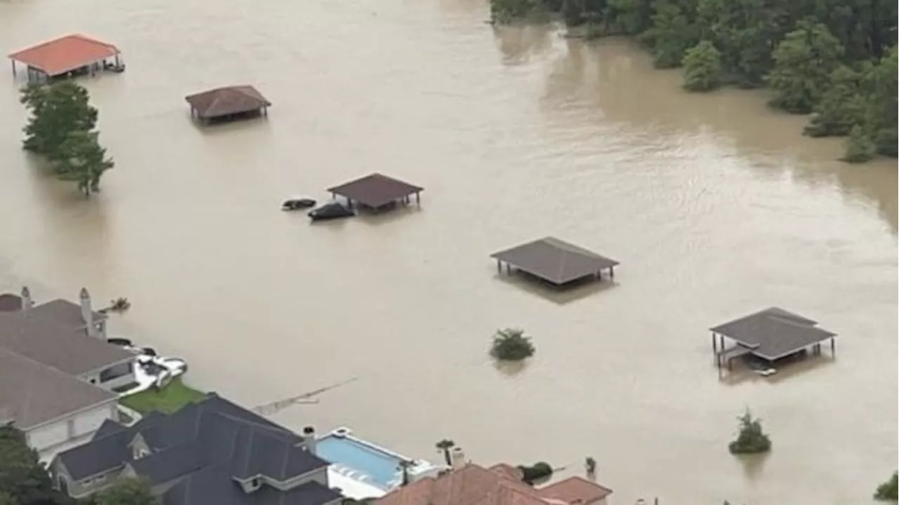 PHOTOS: Mayor Whitmire, Police Chief Finner take aerial tour of Kingwood flooding