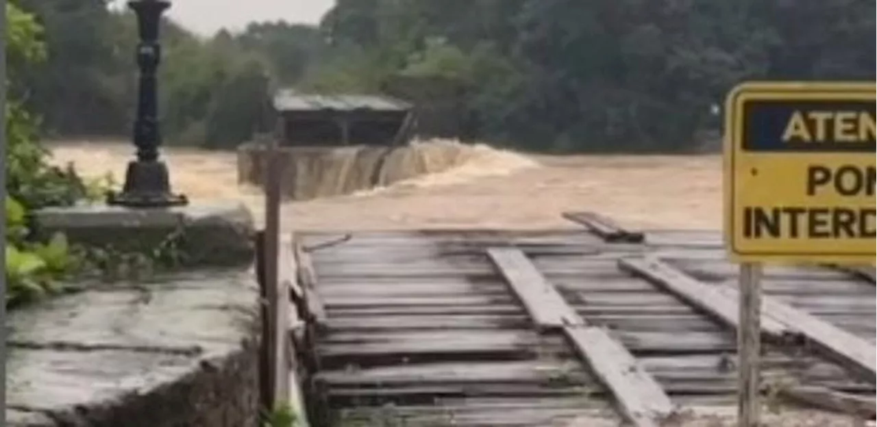 Com fortes chuvas, ponte sobre rio é arrastada e desaparece no RS