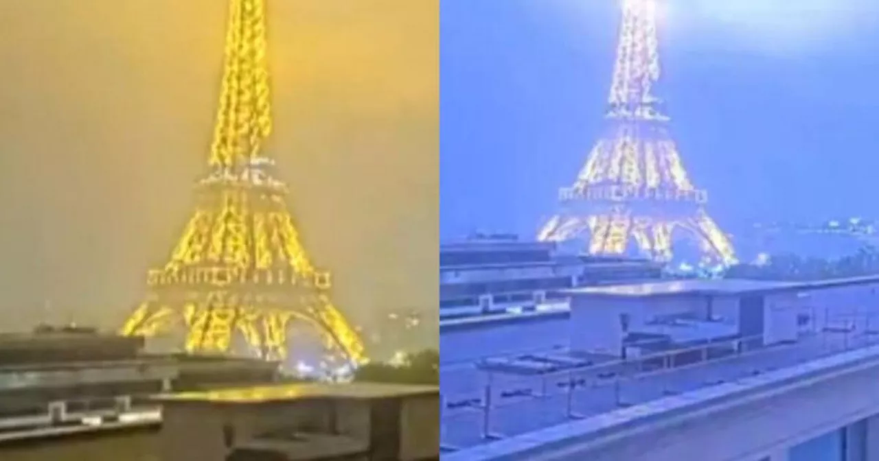 Video capta momento en el que un rayo impacta sobre la Torre Eiffel