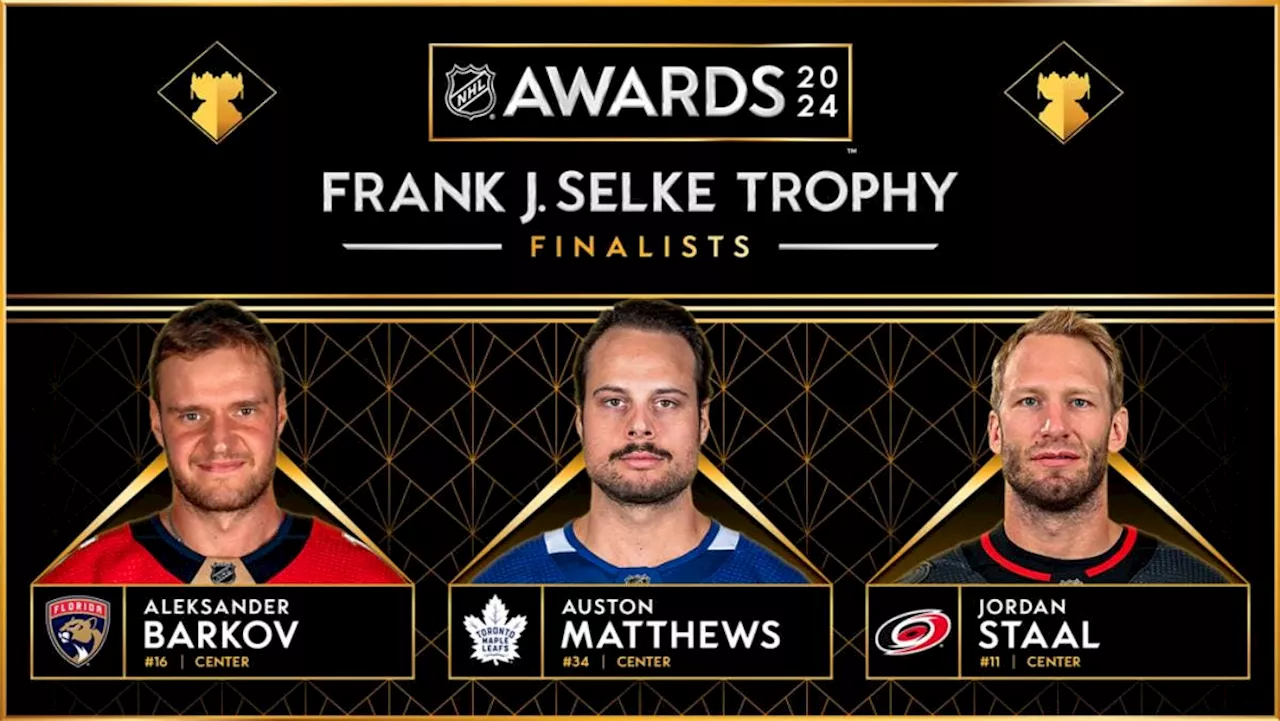 Barkov, Matthews and Staal named finalists for the 2024 Selke Trophy