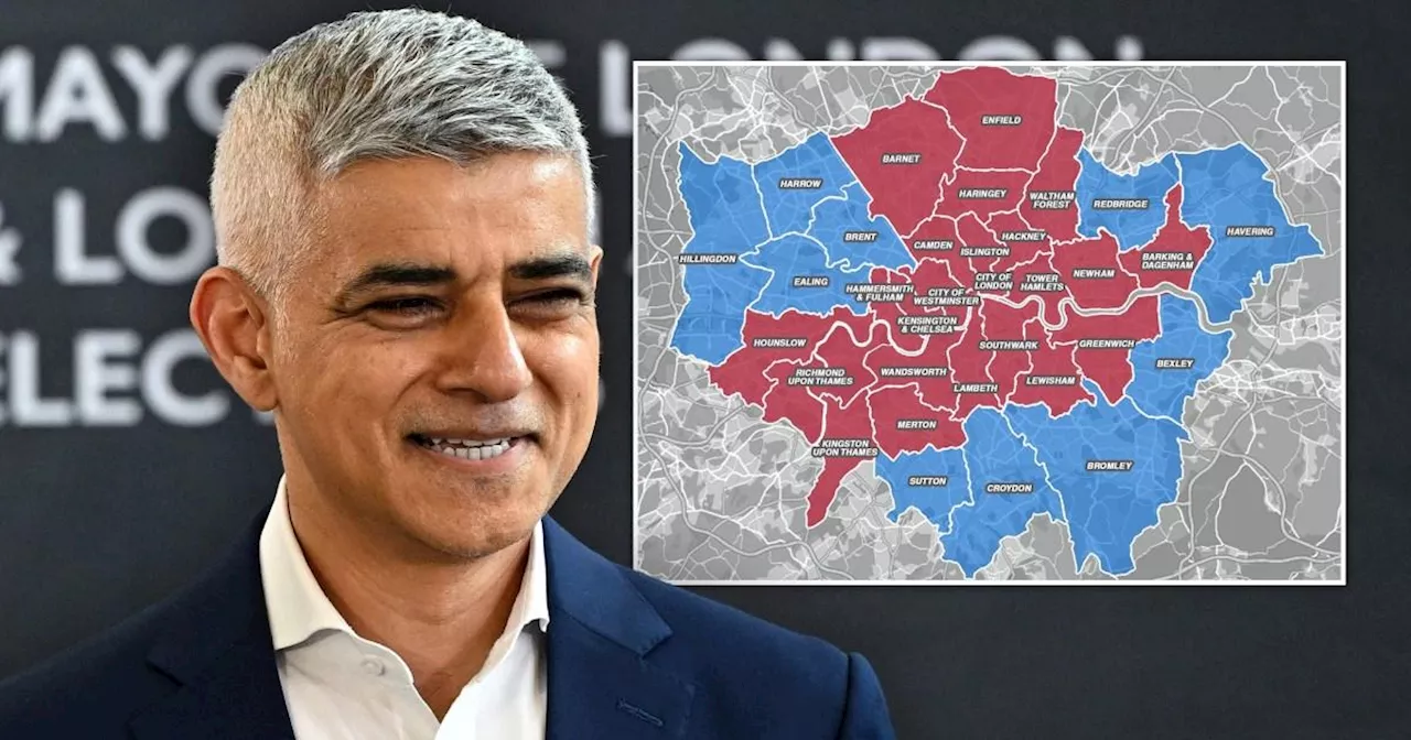 Map reveals London mayor election vote as Sadiq Khan takes third win