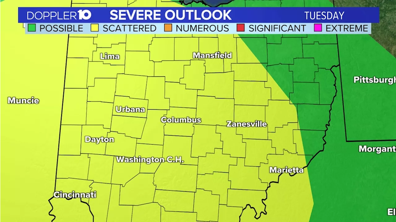 Large hail, isolated tornadoes possible with storms hitting central Ohio Tuesday and Wednesday