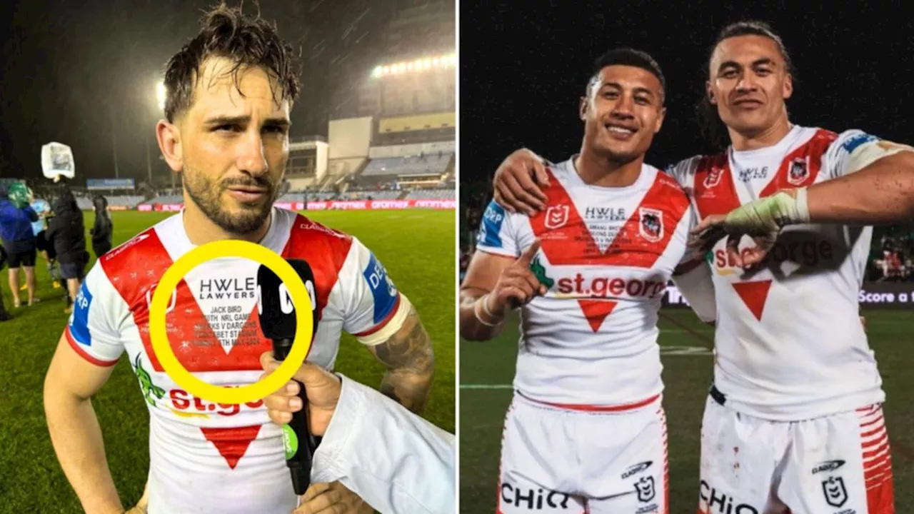 St George Illawarra red-faced after misprinting Jack Bird’s 150th game jersey