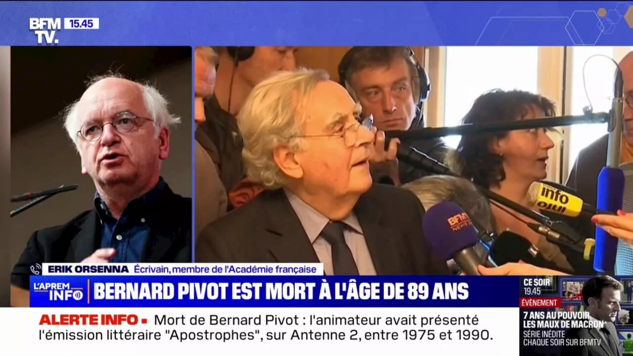 Mort de Bernard Pivot: Erik Orsenna témoigne de 'l'incroyable générosité' que possédait l'écrivain