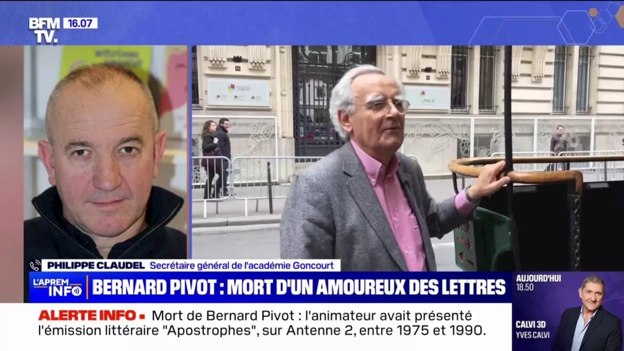 Mort de Bernard Pivot: 'Il a inventé l'écrivain', clame Philippe Claudel, secrétaire général de l'académie Goncourt.