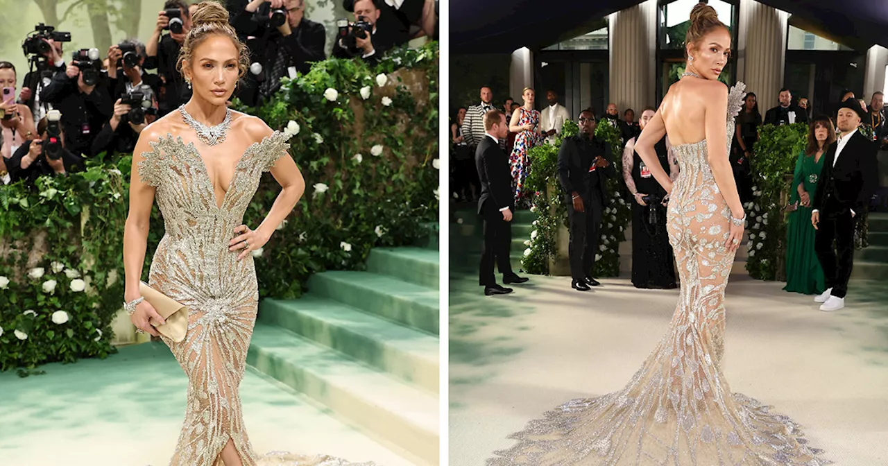 J. Lo Arrives At Met Gala Wearing Silver See-Through Dress She Said Would Leave Her “Barely” Able To Walk