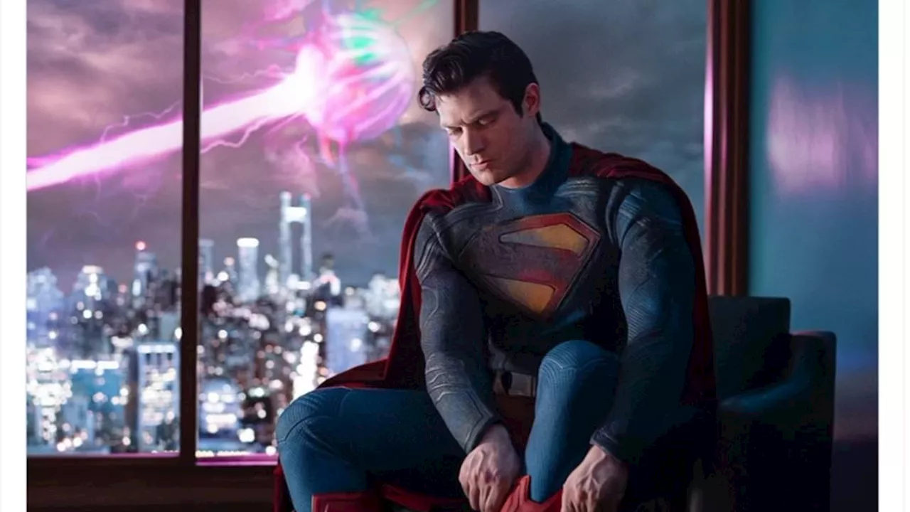 Superman FIRST photo! David Corenswet makes his debut in the blue suit and red boots for next...