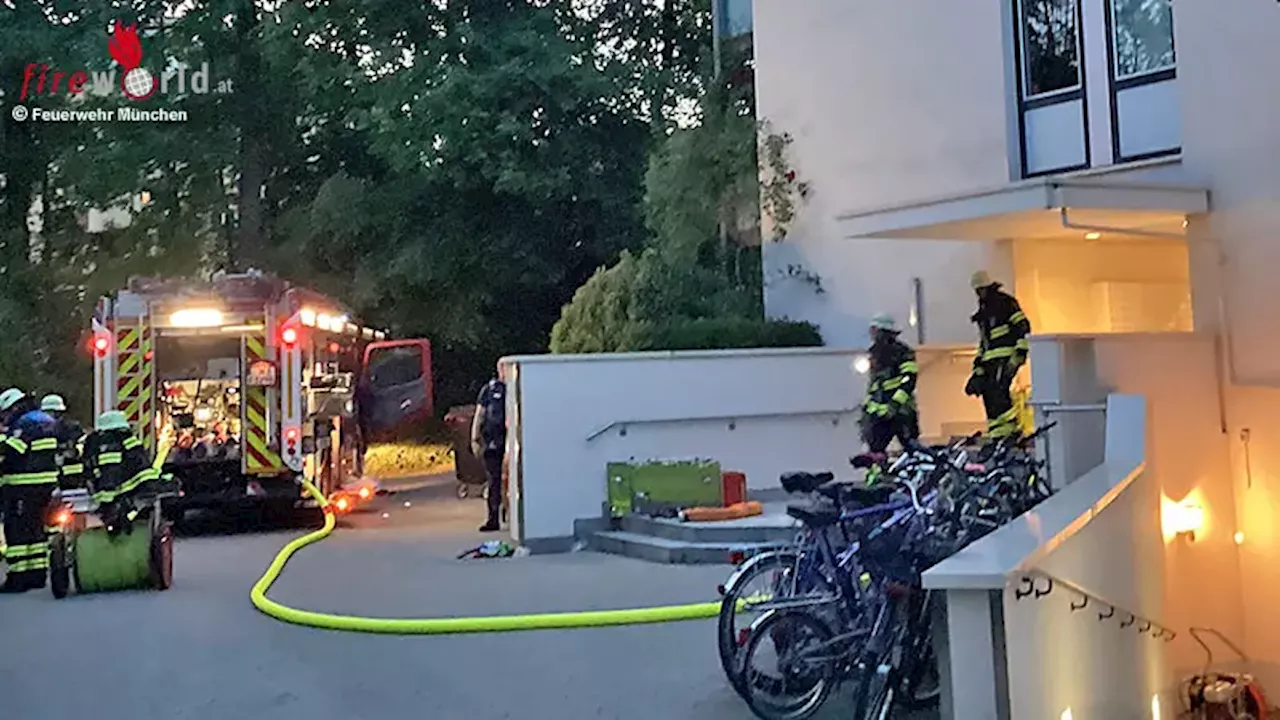 Bayern: Feuer im Müllraum eines Mehrfamilienhaus-Kellers in München