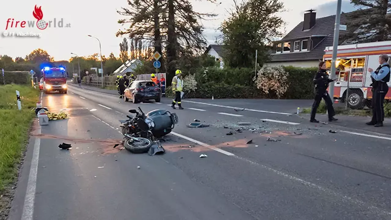 D: Motorrad prallt in Wachtberg auf stehenden Pkw → ein Schwerverletzter