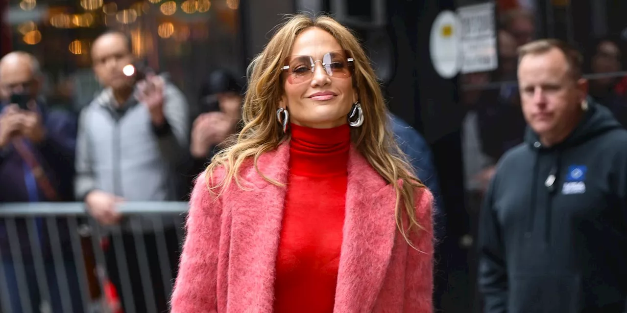 Jennifer Lopez Teases a Daring Met Gala Look While Wearing Shades of Red on GMA