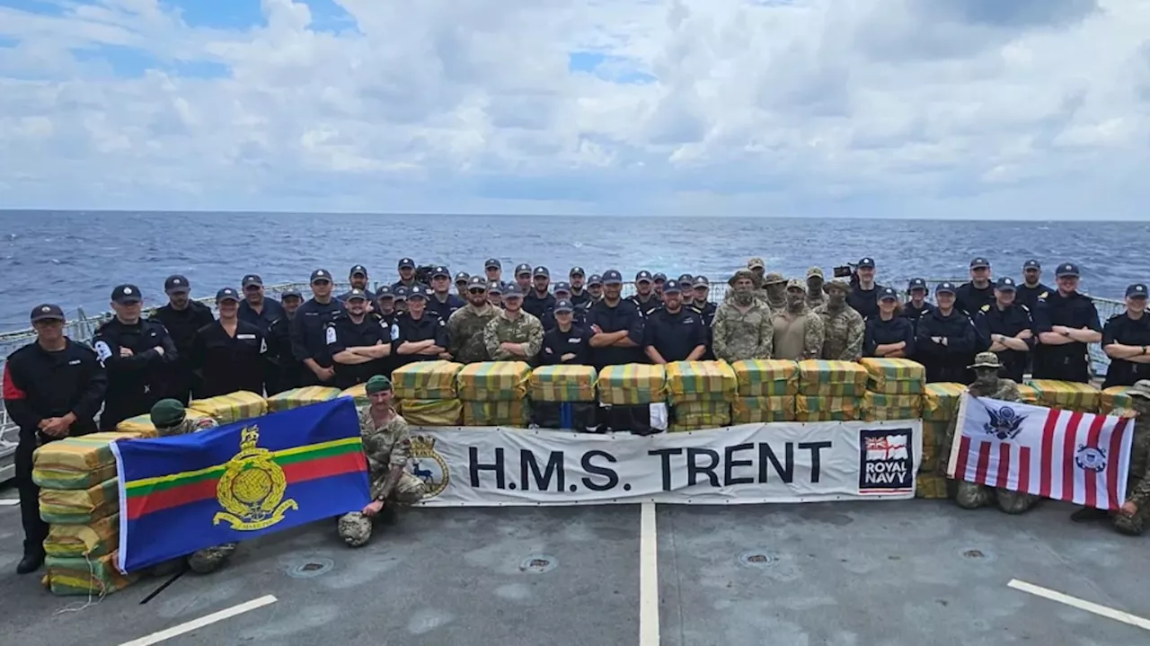 More than £200m of cocaine seized after Royal Navy warship pursues drug smugglers in Caribbean Sea