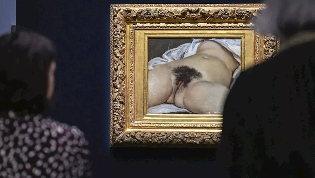 'L’Origine du monde' de Gustave Courbet tagué par une artiste performeuse au Centre Pompidou de Metz, plusieur