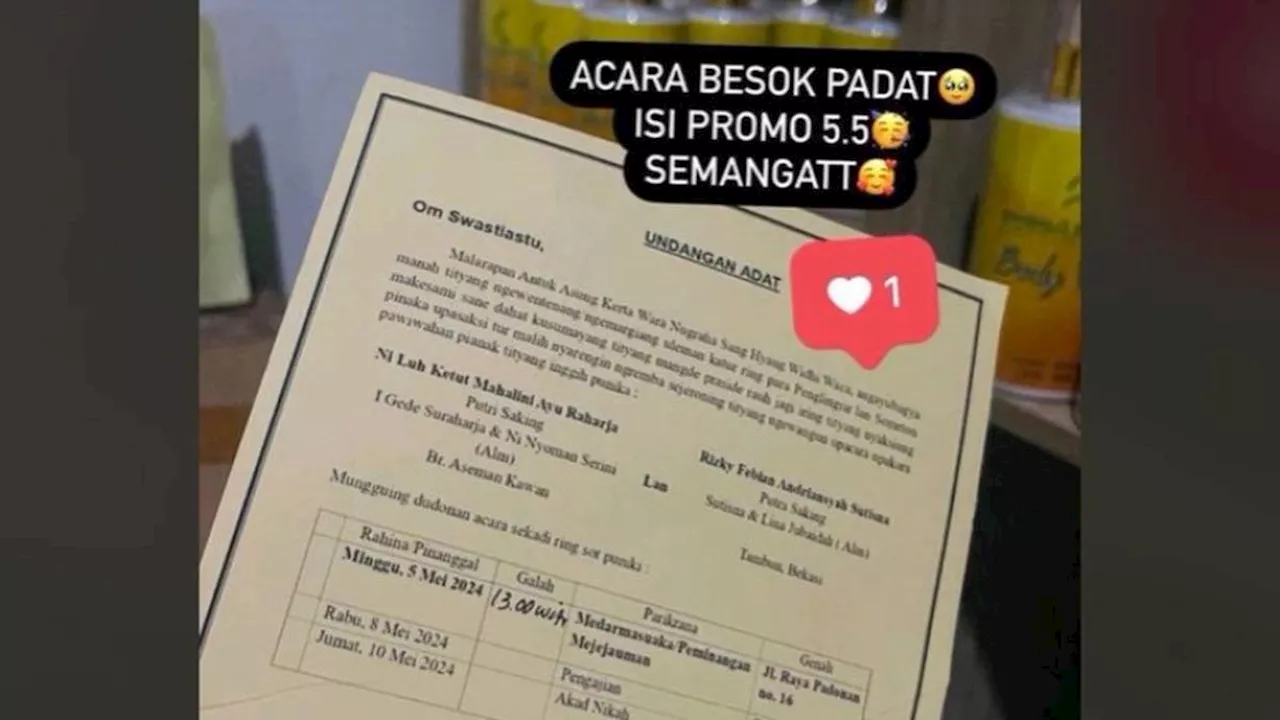 Undangan Pernikahan Mahalini dan Rizky Febian Diduga Bocor, Akad Nikah Bakal Digelar di Hotel Mewah di Jakarta