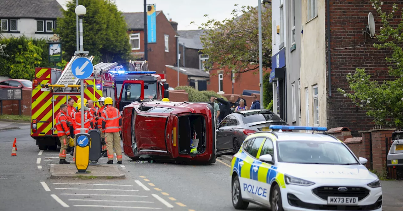 Two boys arrested as knife found after crash involving 'car used in robbery'