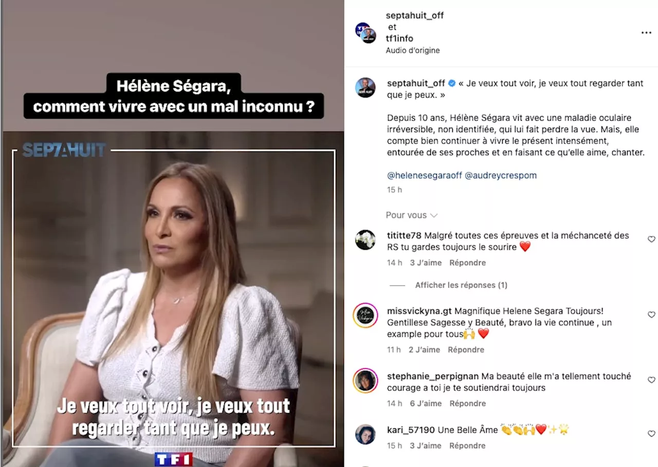 Découvrez les confidences d'Hélène Ségara sur sa maladie mystérieuse qui lui fait perdre la vue