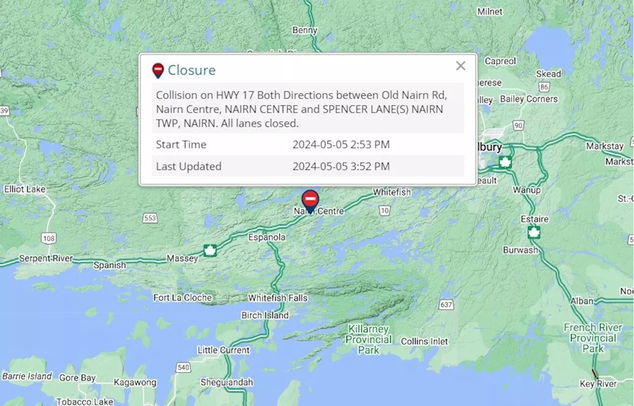 UPDATE: Hwy. 17 reopened at Nairn Centre after Sunday crash