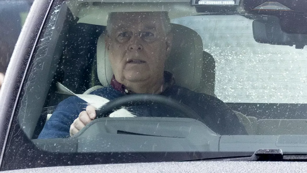 Prince Andrew looks miserable as he drives through Windsor amid fears he’ll be evicted from ‘crumbling’ Roy...