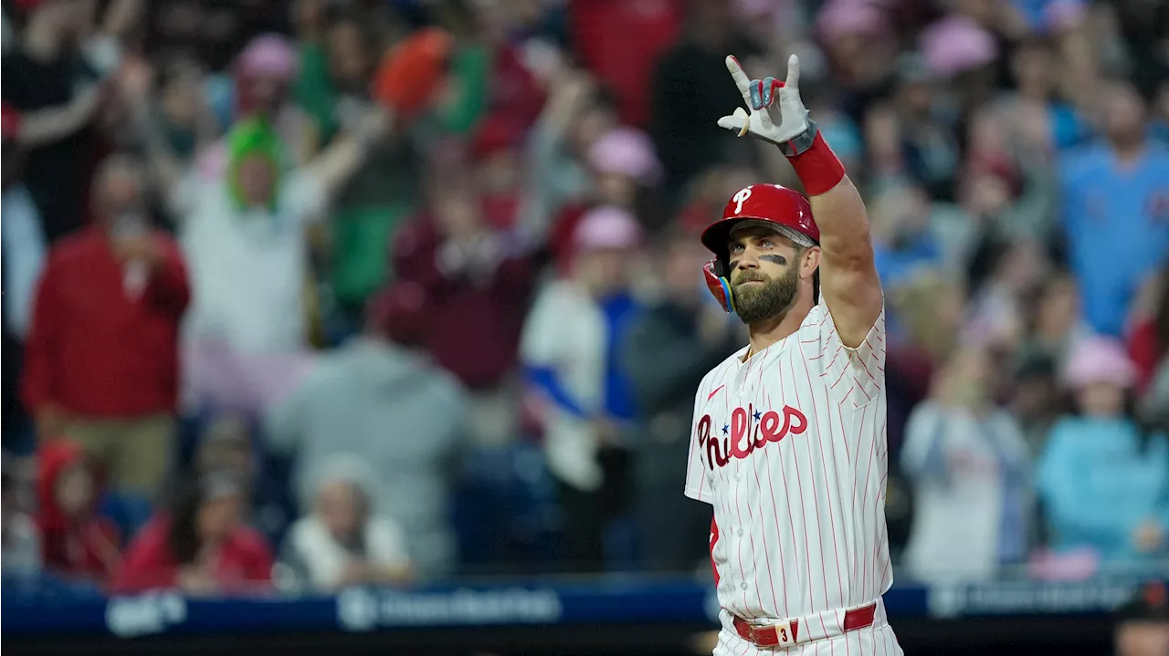 Harper homers, Bohm extends hitting streak as Phillies beat Giants