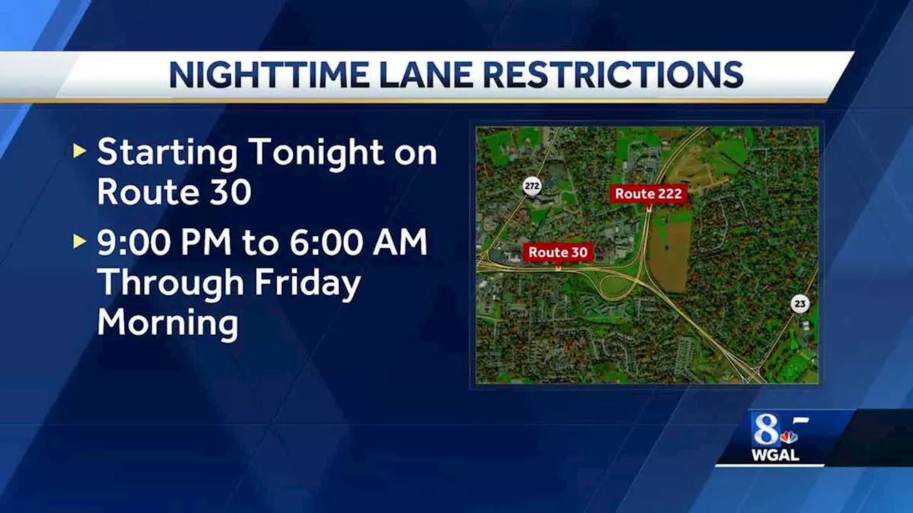 Lane closures set for Route 30 in Lancaster County as Route 222 bridge demolition preps get underway