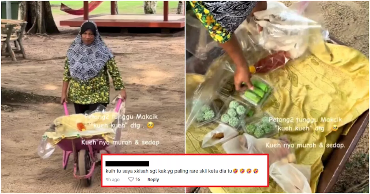 Adorable Makcik in Tioman Island Sells Kuih in Bright Pink Wheelbarrow!