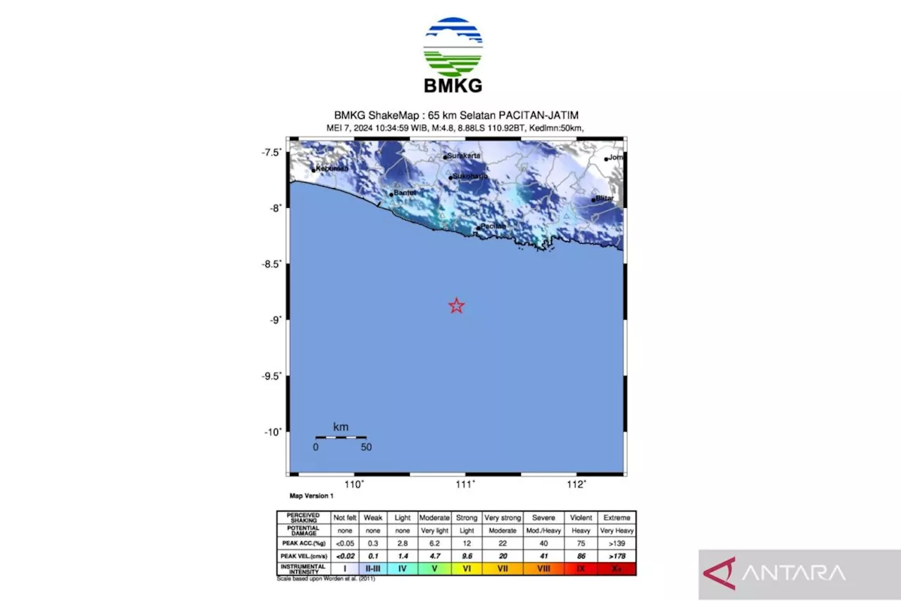 Deformasi batuan lempeng Indoaustraliapicu gempa magnitudo 5 Pacitan