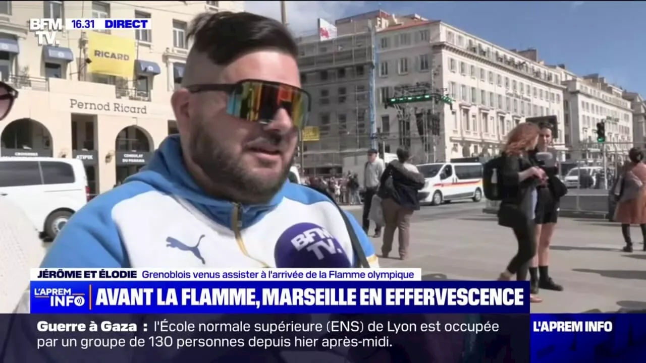 Marseille: 'On est venus exprès pour voir la flamme' expliquent Jérôme et Élodie, deux Grenoblois