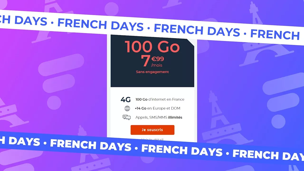 Nouvelle pépite des French Days : forfait mobile 100 Go à 7,99 €/mois seulement