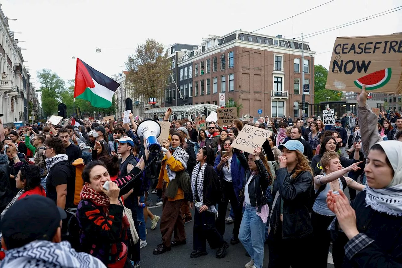 Pro-Palestinian protest in Amsterdam turns violent as cops use batons, bulldozer