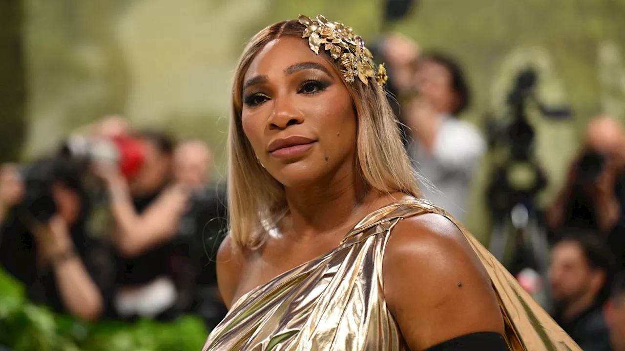 Serena Williams is a golden goddess in molten metal gown