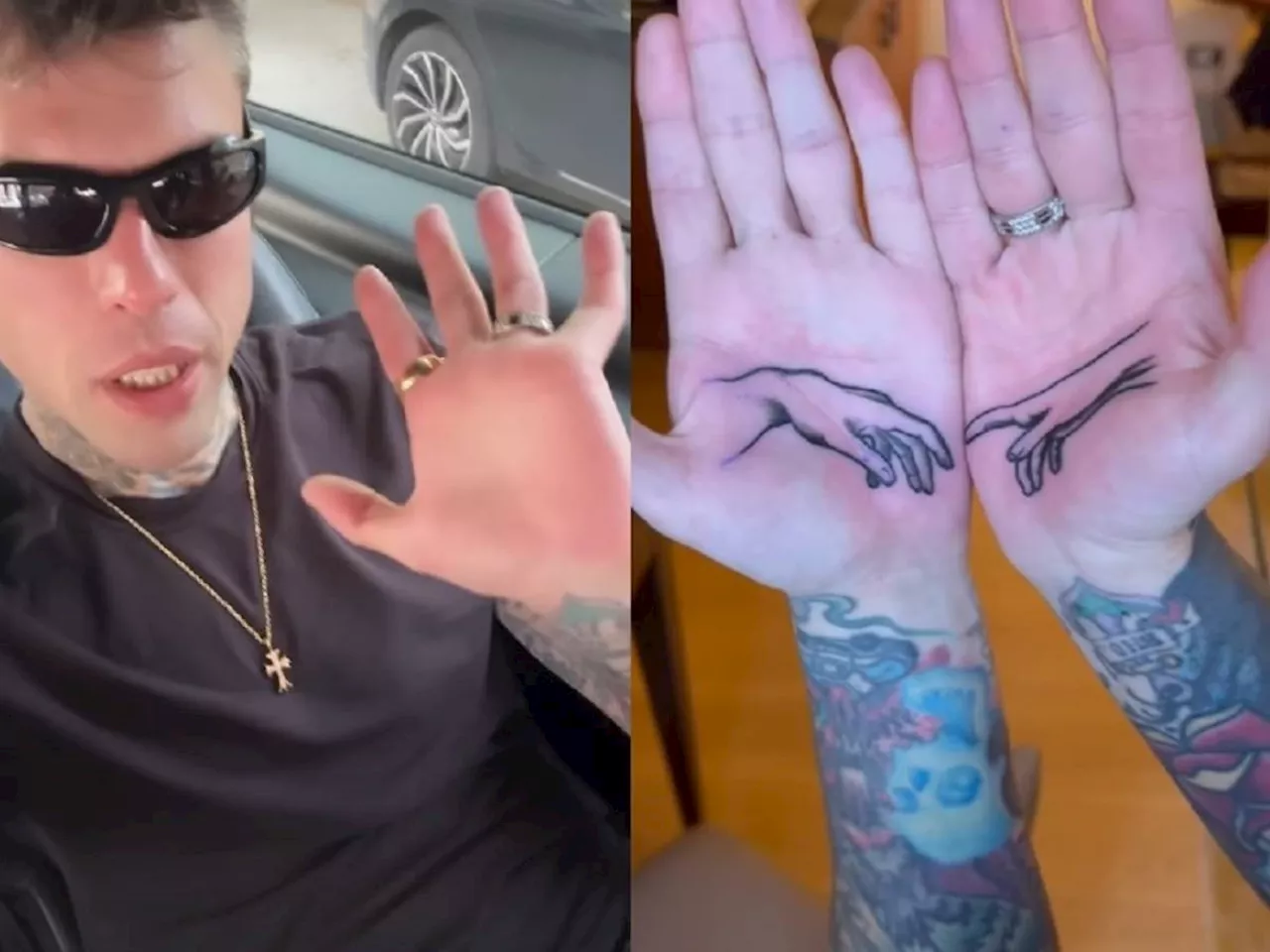 Fedez si tatua i palmi delle mani, il significato del tatuaggio