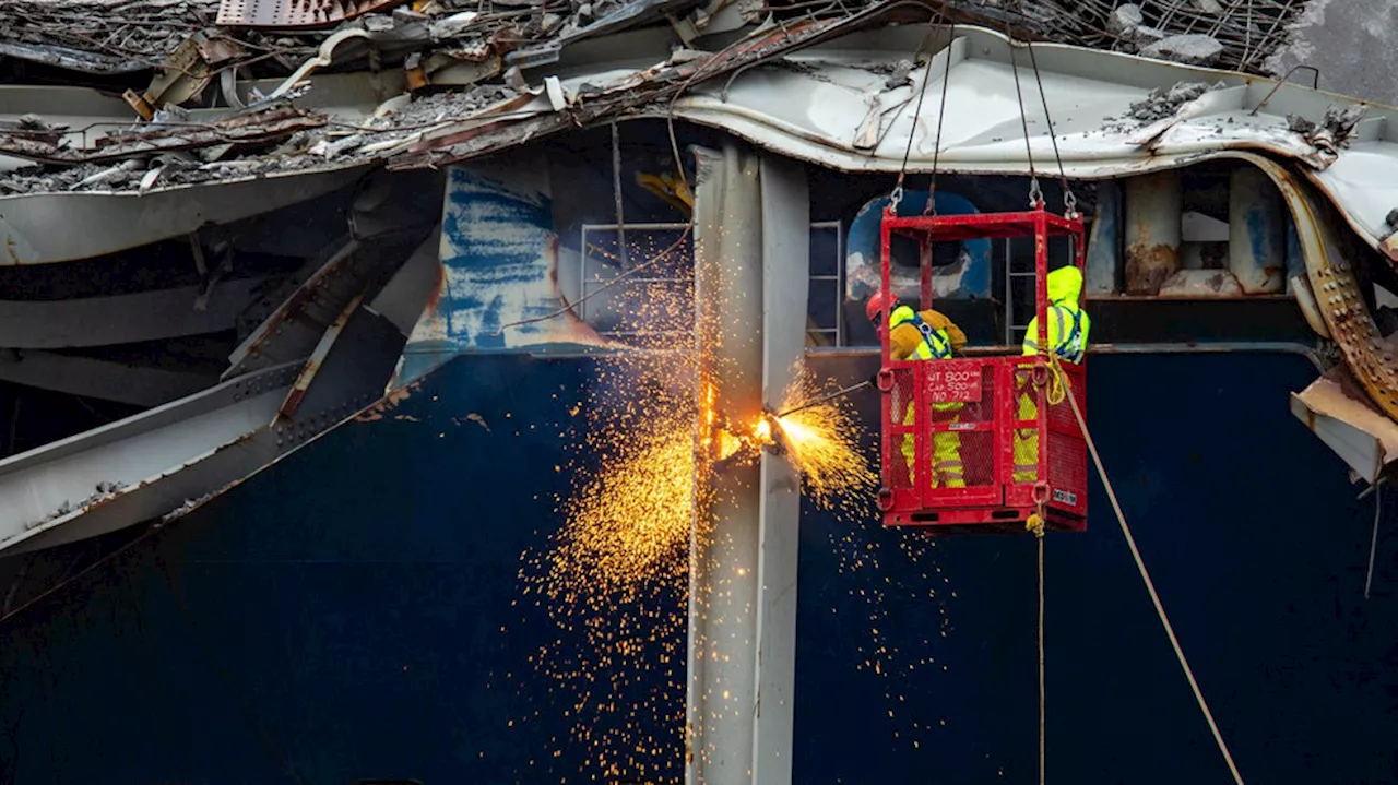 PHOTOS: Preparations underway for removing section of Key Bridge from Baltimore port