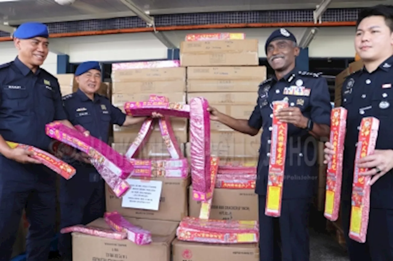 Marine police raid Johor warehouse, seize RM854,000 worth of contraband fireworks