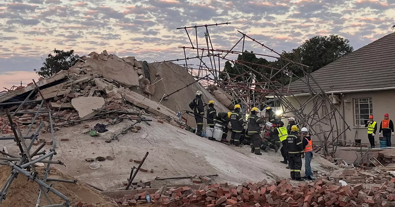 At least 5 dead, dozens missing after a building under construction collapses in South Africa