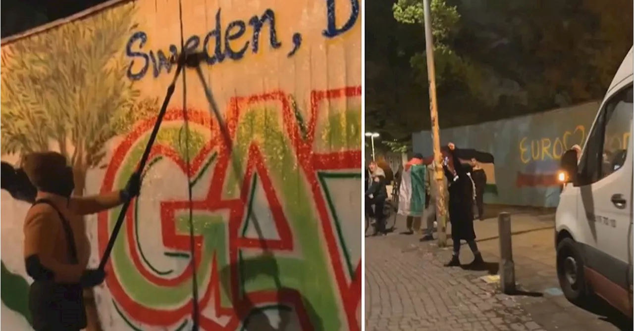 Här rensar Malmö bort politisk graffiti inför Eurovision: ”Olycklig miss”