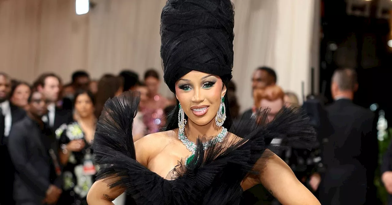 Cardi B Covers the Entire Red Carpet With Black Train at Met Gala