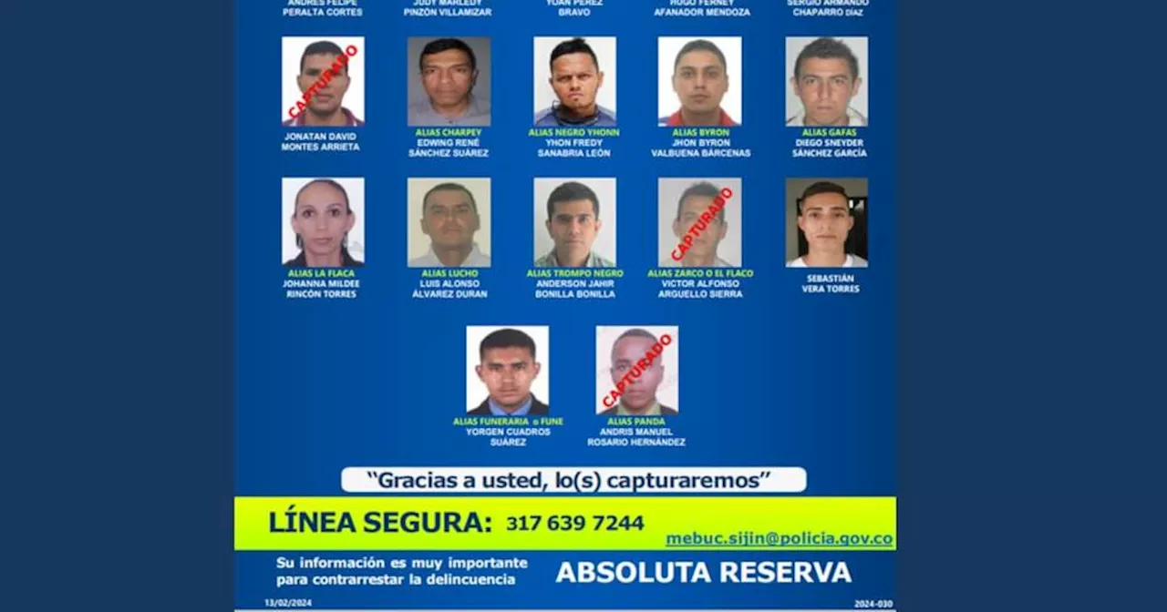 Son 14 los delincuentes más buscados por las autoridades de Bucaramanga