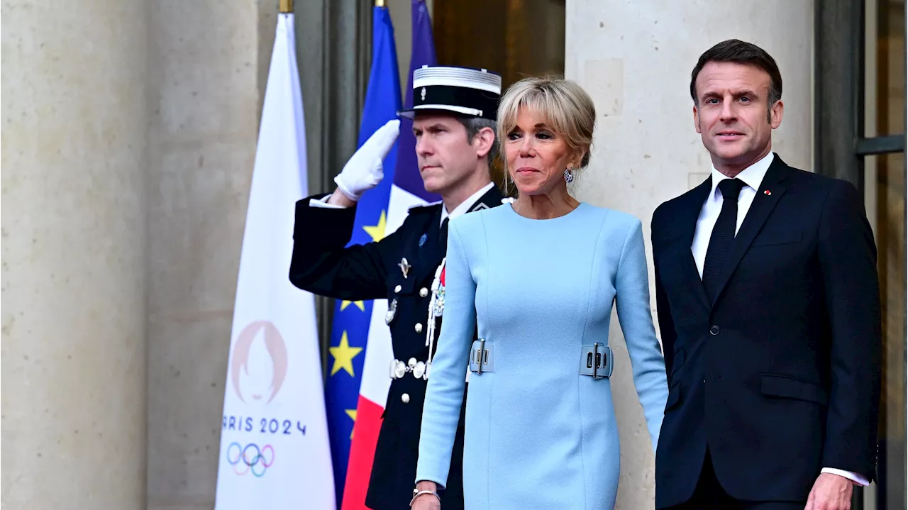 Emmanuel et Brigitte Macron, hôtes d'un dîner d'État pour Xi Jinping et Peng Liyuan, avec Sophie Marceau et Jean-Michel Jarre