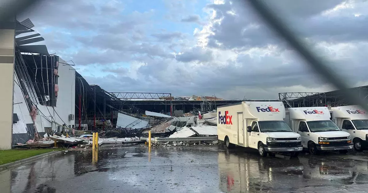 Tornado shreds FedEx facility in Michigan, briefly trapping dozens of