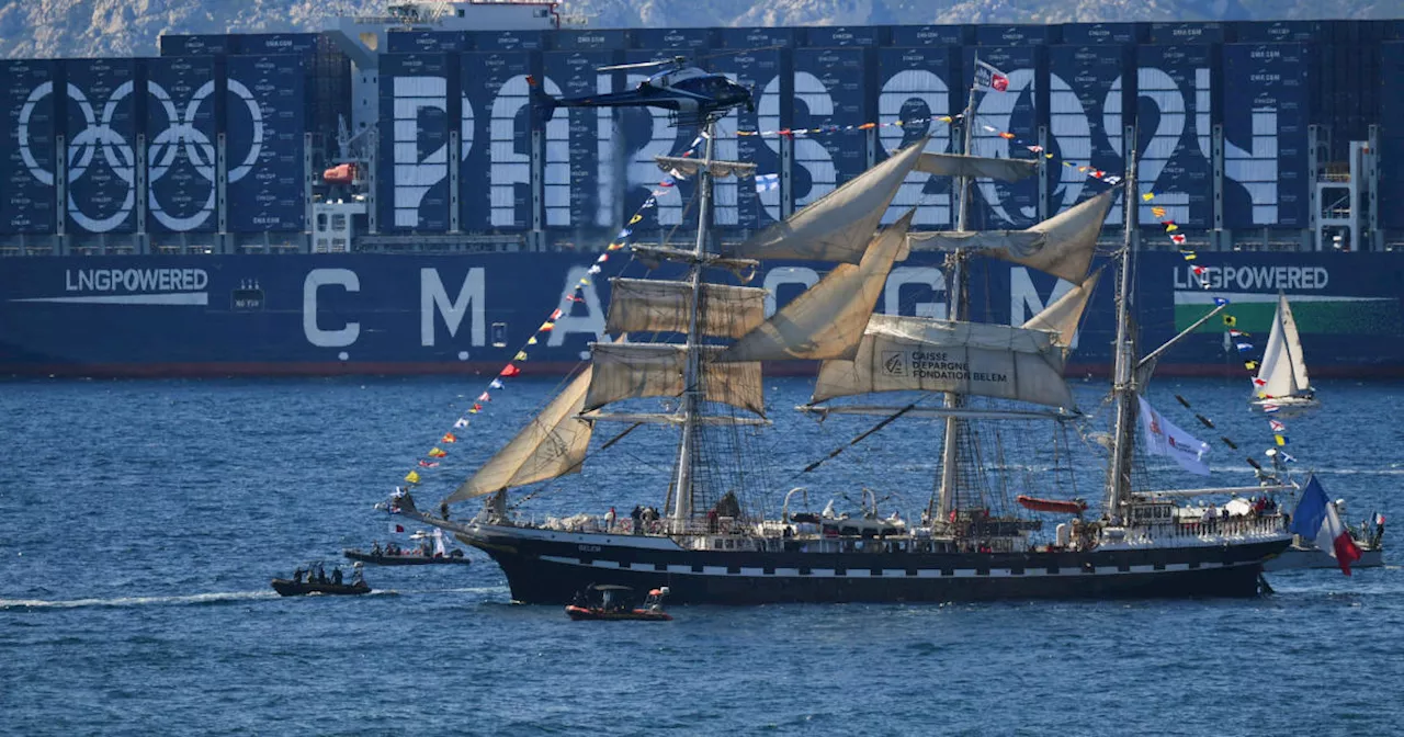 Olympic flame reaches France for 2024 Paris Olympics aboard a 19th century sailing ship