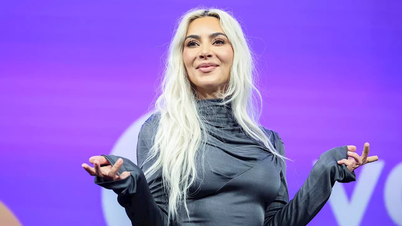 Kim Kardashian is interrupted by free Palestine protester as she speaks at OMR business festival in...