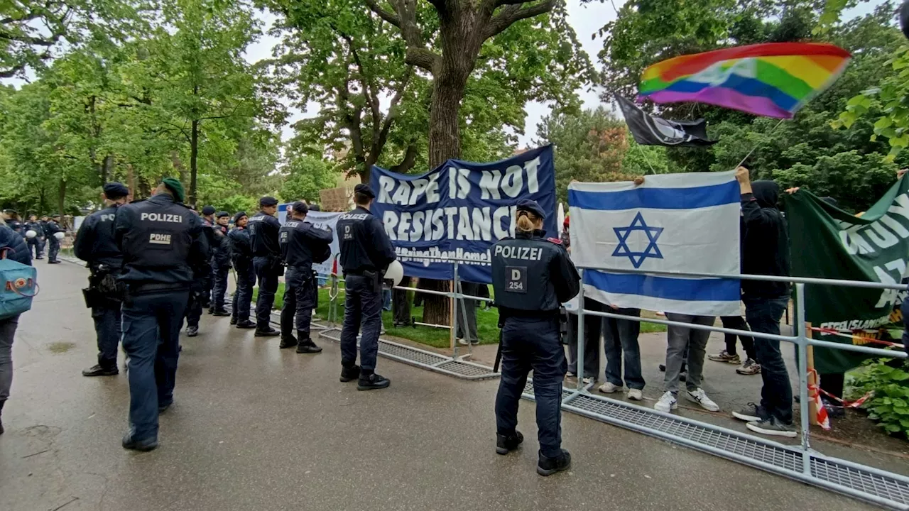 Mit Volksmusik und Regenbögen gegen Pro-Palästina-Camp