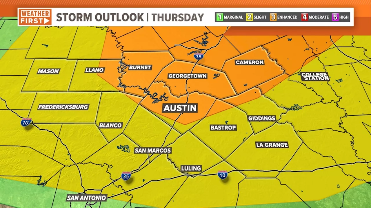 Severe weather possible in Central Texas beginning Wednesday evening through Thursday