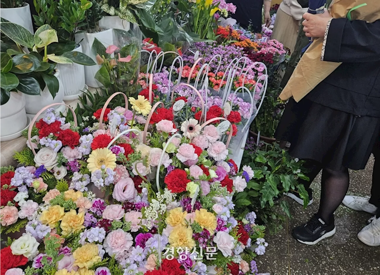 용돈선물·외국산에 치여 설 곳 잃은 카네이션···대목에도 울상인 꽃시장