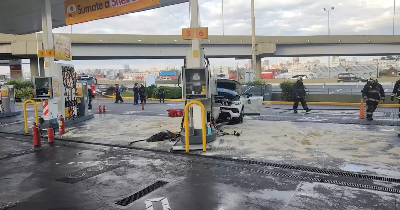 Difundieron las imágenes del momento del choque de Tiago Palacios en una estación de servicio